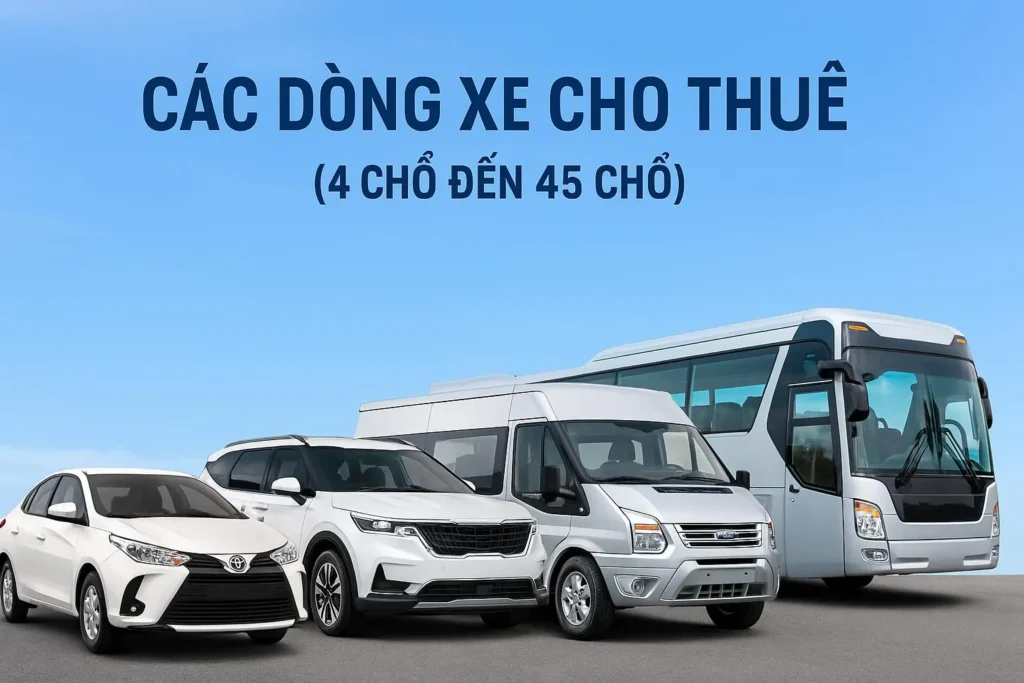 Xe dịch vụ giá rẻ Bình Dương đa dạng 4–45 chỗ