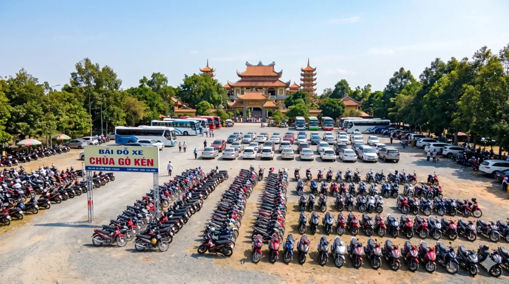 Khách thuê xe tham quan chùa Gò Kén