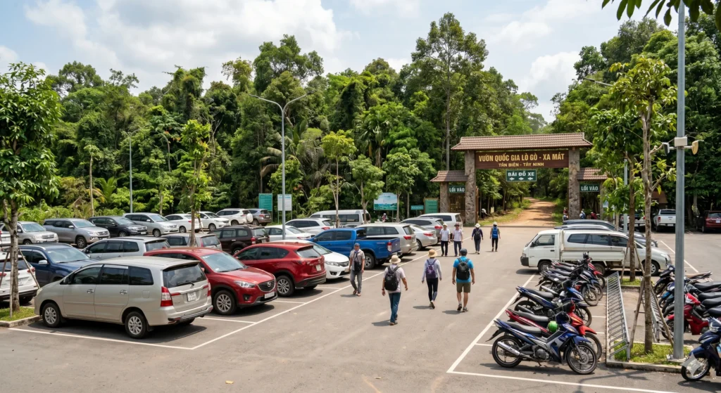 Xe dịch vụ đưa đón khách đến vườn quốc gia Lò Gò